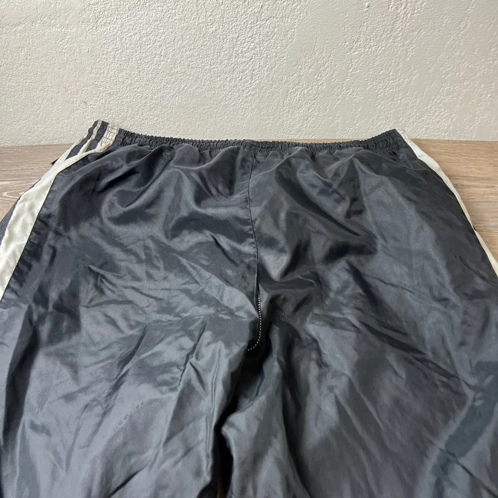 Adidas Track Pants Mens Large Black White 3 Stripe Vintage Windbreaker Joggers